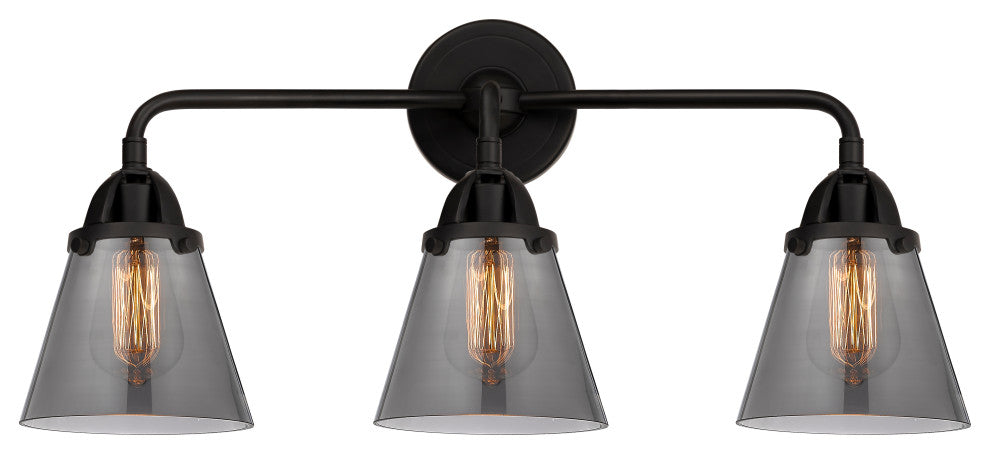Small Cone Bath Vanity Light, Matte Black, Plated Smoke