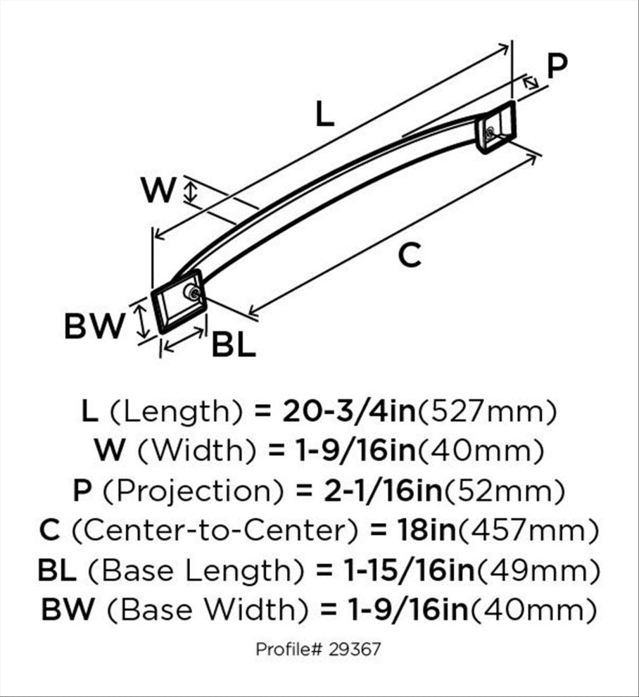 Candler 18" 457 mm Center-to-Center Polished Nickel Appliance Pull