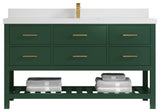Parker 60 Single Bathroom Vanity Lafayette Green 2" White Quartz