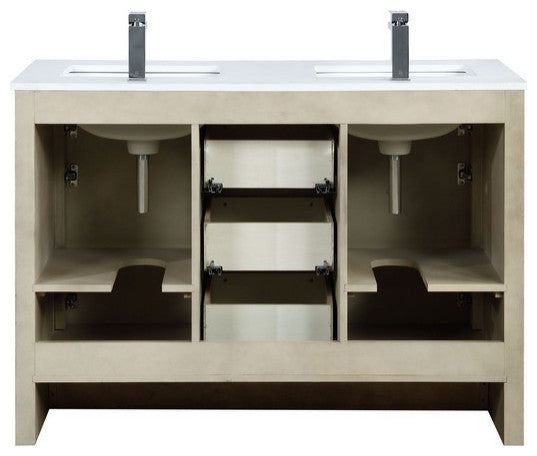Lafarre Contemporary 48" Rustic Acacia Double Sink Bathroom Vanity Set, Labaro R