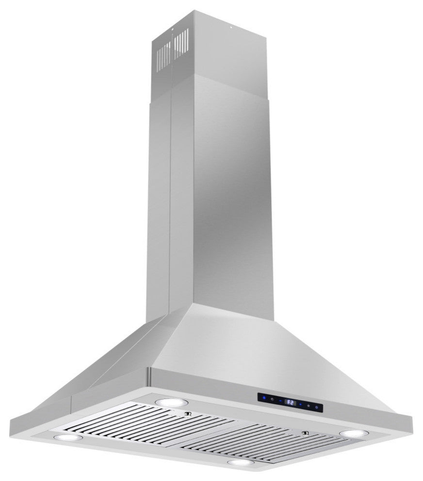 4-Piece, 36" Gas Range, Island Range Hood, 24" Dishwasher and Refrigerator