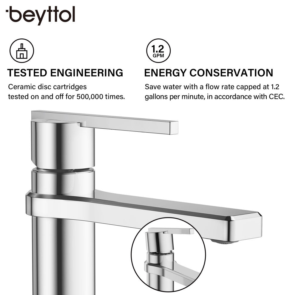 Single Handle Brass Bath Faucet, Supply line, Polish Chrome