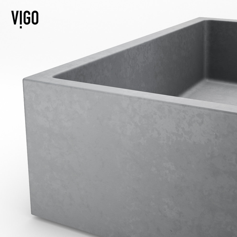 VIGO Alhambra 15"L x 15"W x 5"H Concreto Stone Square Bathroom Vessel Sink