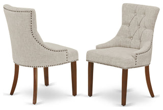 3Pc Dinette Set, Rounded Table, Two Parson Chairs, Doeskin Fabric, Mahogany