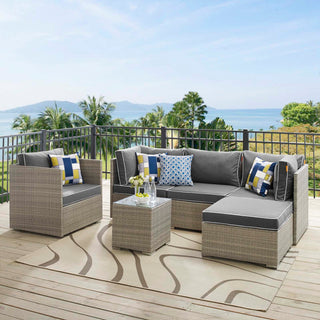 Light Gray Charcoal Repose 6 Piece Outdoor Patio Sectional Set