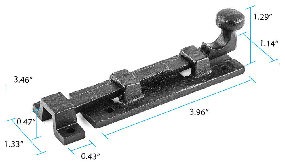 Black Wrought Iron  Cabinet or Door Slide Bolt 4" W Pack of 8