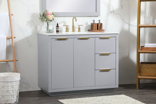 42" Single Bathroom Vanity, Gray, With Backsplash