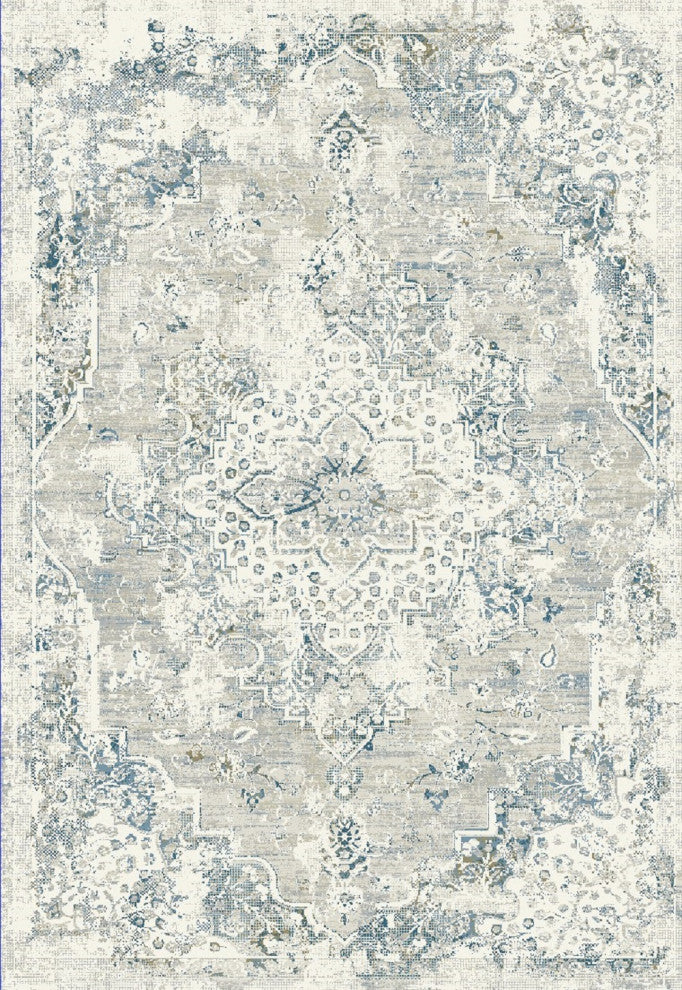 Quartz Ivory, Gray and Blue Area Rug, 7.10'x10.10'