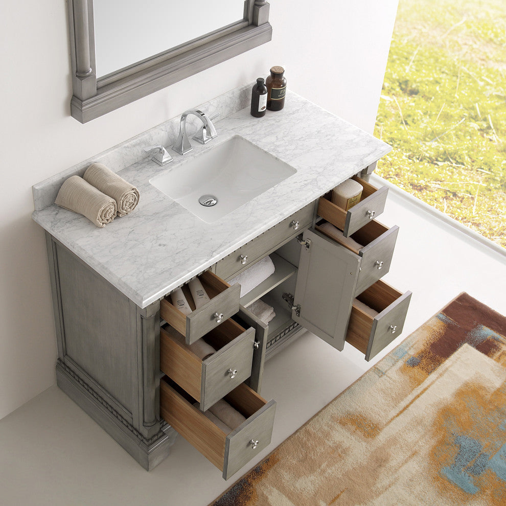 Fresca Kingston 48" Antique Silver Traditional Bathroom Vanity With Mirror