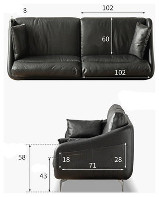 Leather Classic Sofa, Brown Yellow 4-Seater Sofa 110.2x38.2x36.6"