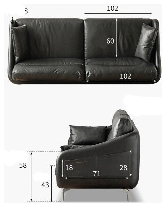 Leather Classic Sofa, Brown Yellow 4-Seater Sofa 110.2x38.2x36.6"