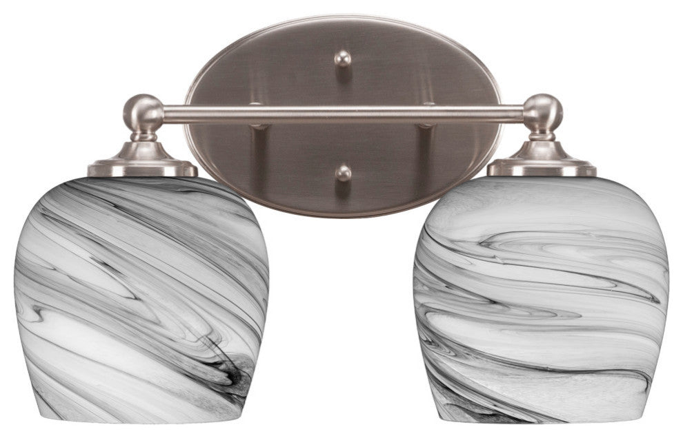 Capri 2-Light Bath Bar, Brushed Nickel/Onyx Swirl