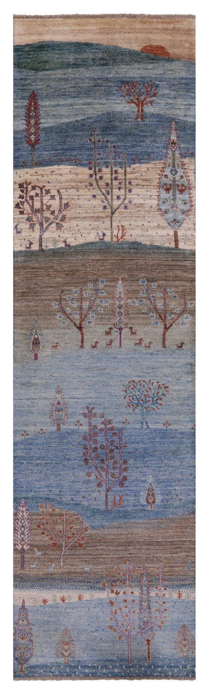 Runner Persian Gabbeh Tribal Handmade Wool Rug 2' 8" X 9' 8" Q8110