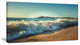 "Stormy Waves Hitting Beach Sand" Modern Beach Canvas Art Print, 32"x16"