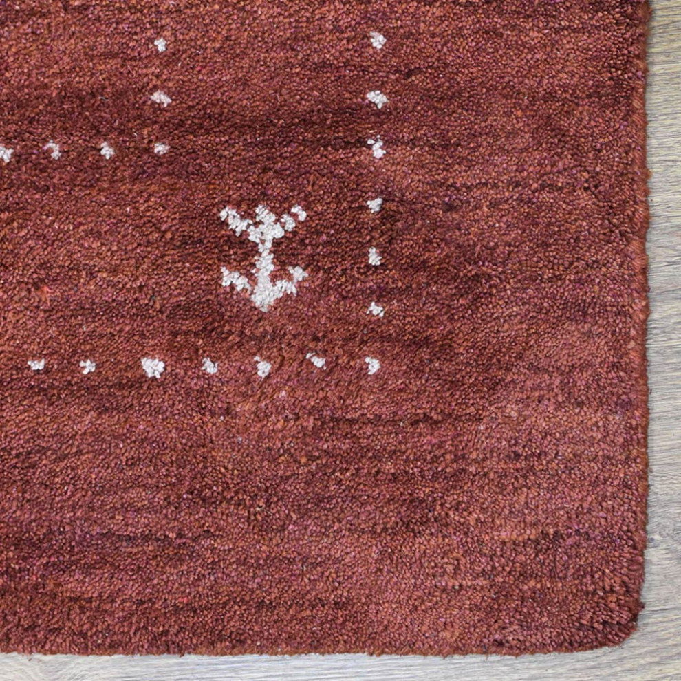 HAND KNOTTED LOOM SILK AREA RUGS-6'x9',Rectangle,Dark Orange,Contemporary