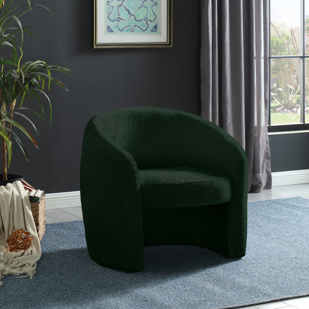 Acadia Boucle Fabric Upholstered Accent Chair, Green