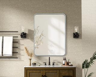 Home Living Contour Metal Rectangle Mirror 24x32, Silver