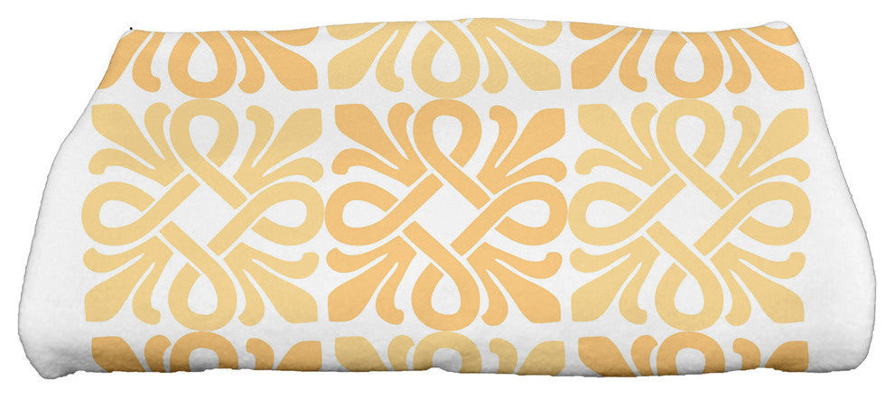 Tiki Square, Geometric Print Bath Towel, Yellow