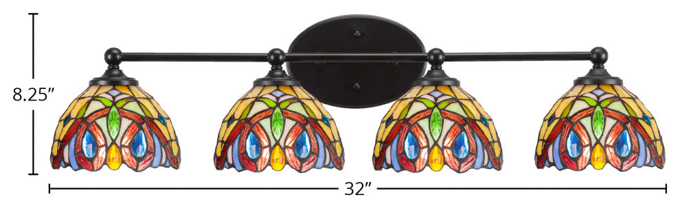 Capri 4-Light Bath Bar, Matte Black/Lynx Art