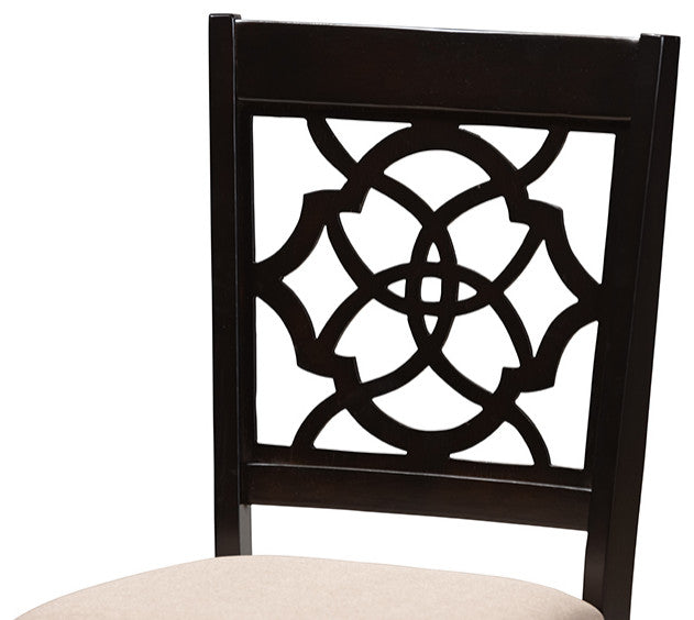 Baxton Studio Renaud Modern and Contemporary Sand Fabric Upholstered Espresso B