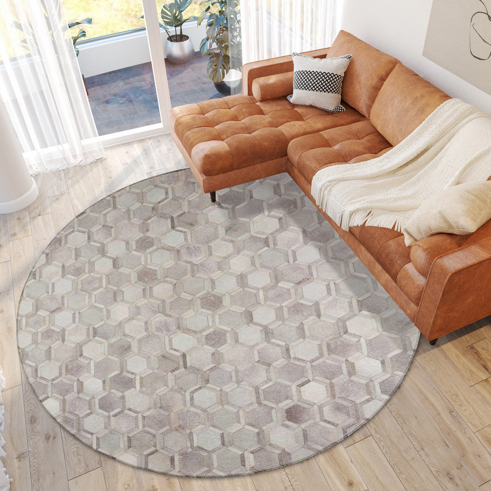 Indoor/Outdoor Stetson SS1 Flannel Machine Washable 10' x 10' Round Rug