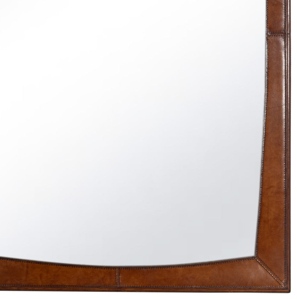 Estaban Leather Mirror Small, Cognac