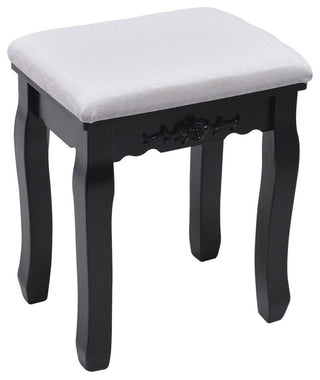 Costway Makeup Table Stool Set Tri Folding Mirror Vanity  Black