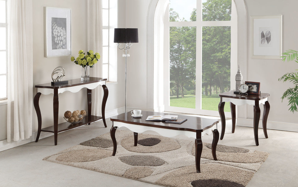ACME Mathias Sofa Table, Walnut and White