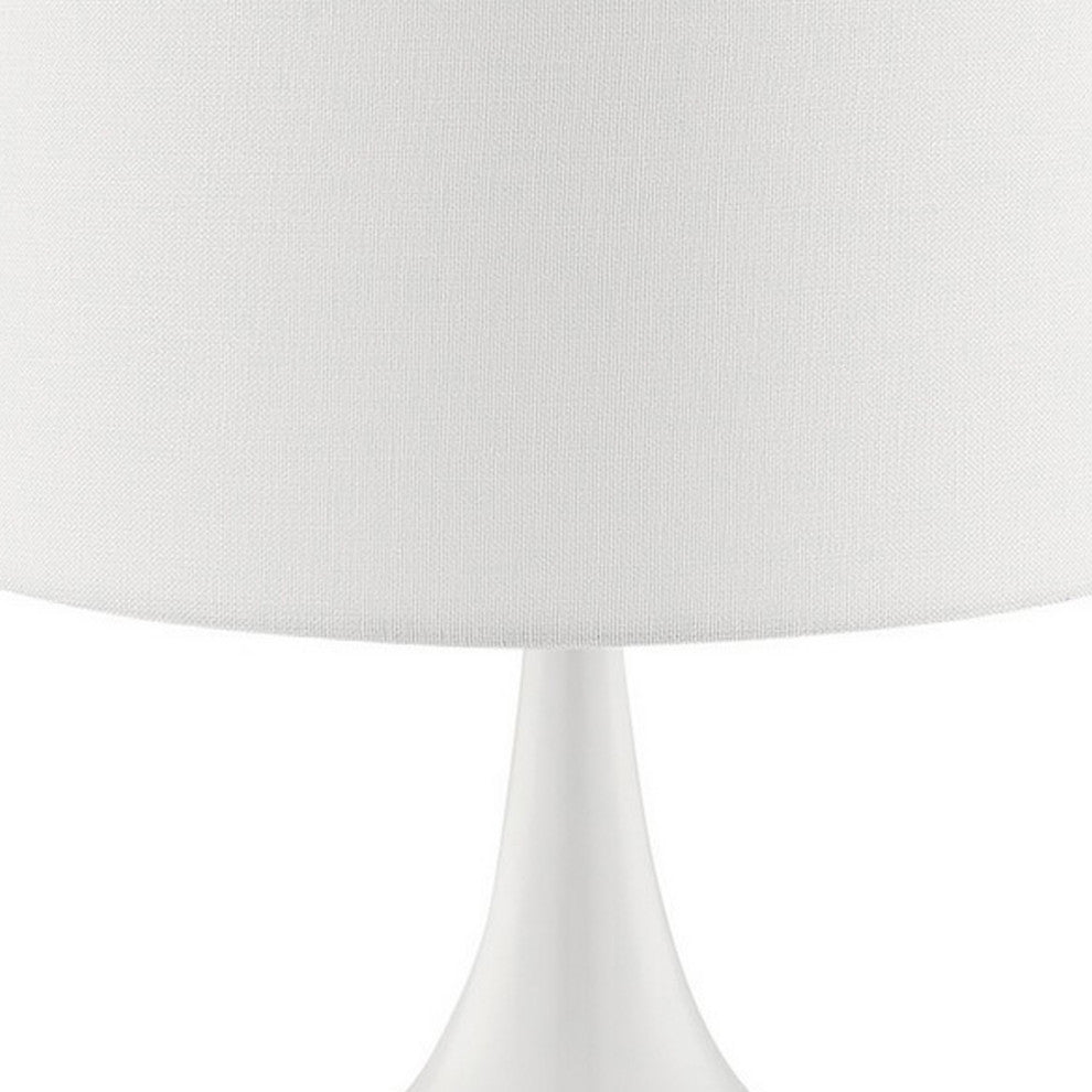Benzara BM240905 Pot Bellied Shape Metal Table Lamp With 3 Way Switch, White