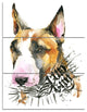 Watercolor Funny Dog Illustration, Abstract Animal Art Canvas, 28x36, 3 Panels