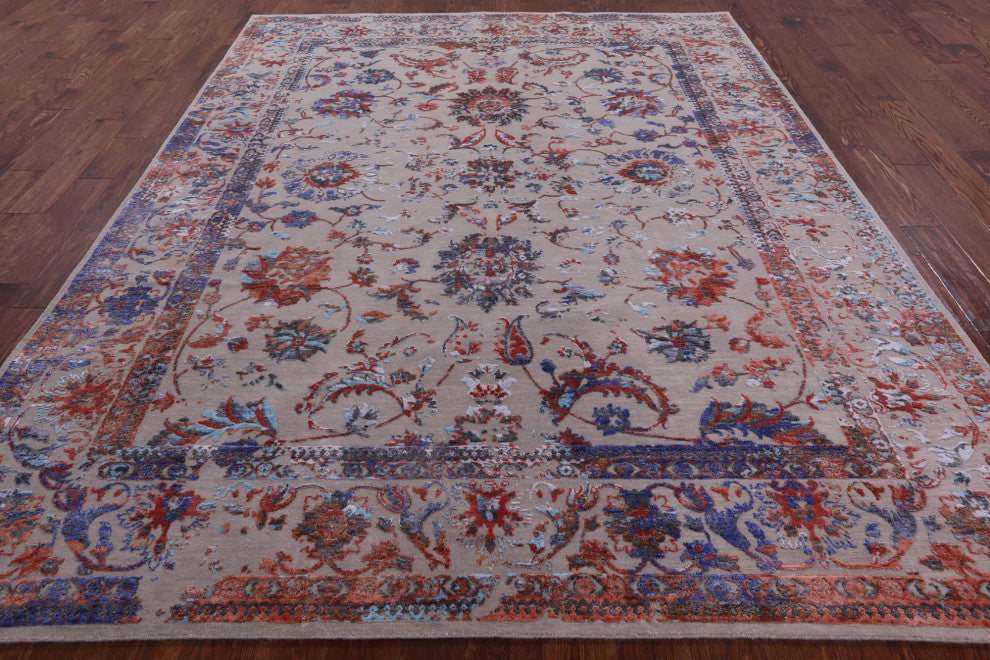7' 10" X 10' 2" Wool and Silk Hand Knotted Persian Rug Q5879