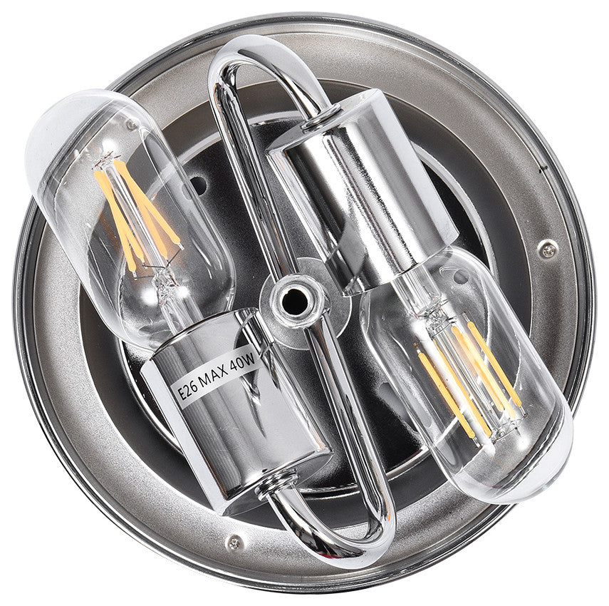Modern 2-Light Water Pattern Flush Mount, Chrome