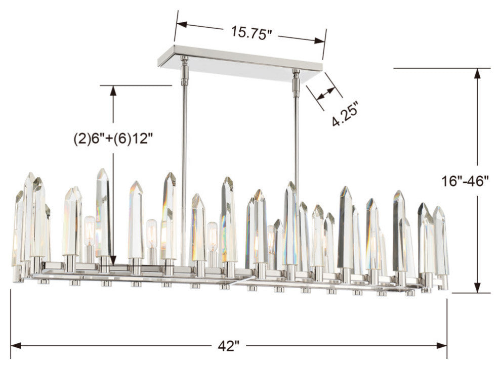 Watson Six Light Chandelier in Polished Nickel