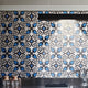 Agadir Handmade Cement Tile, Black/Blue/White, Sample