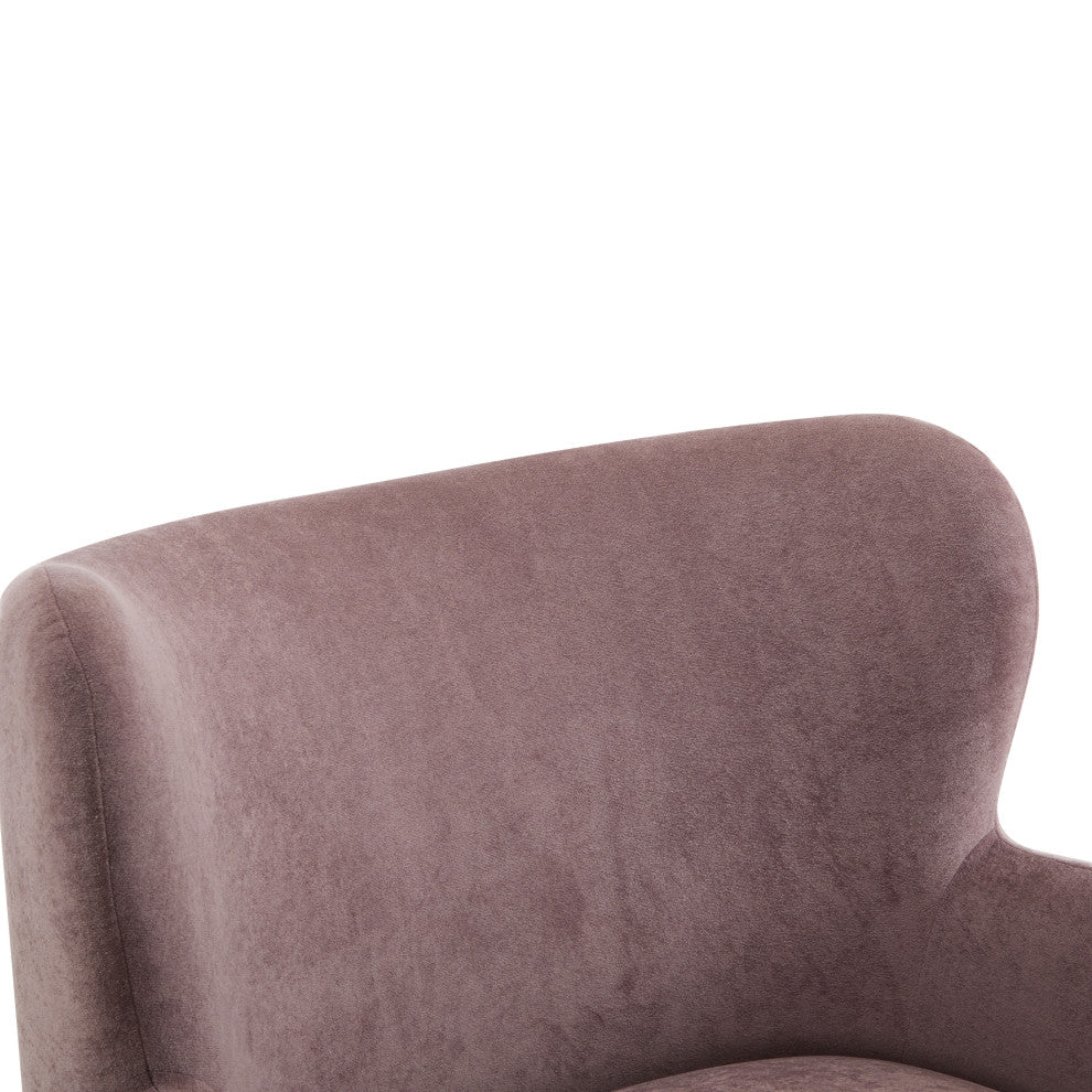 GDF Studio Wingback Fabric Accent Chair With Solid Birch Legs, Pinkish Purple