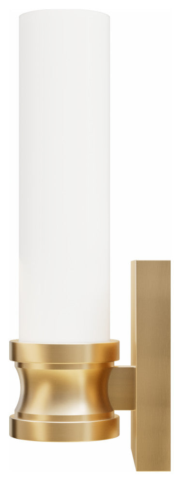 Lenlock Alturas Gold, Cased White Glass 1 Light Sconce Wall Light