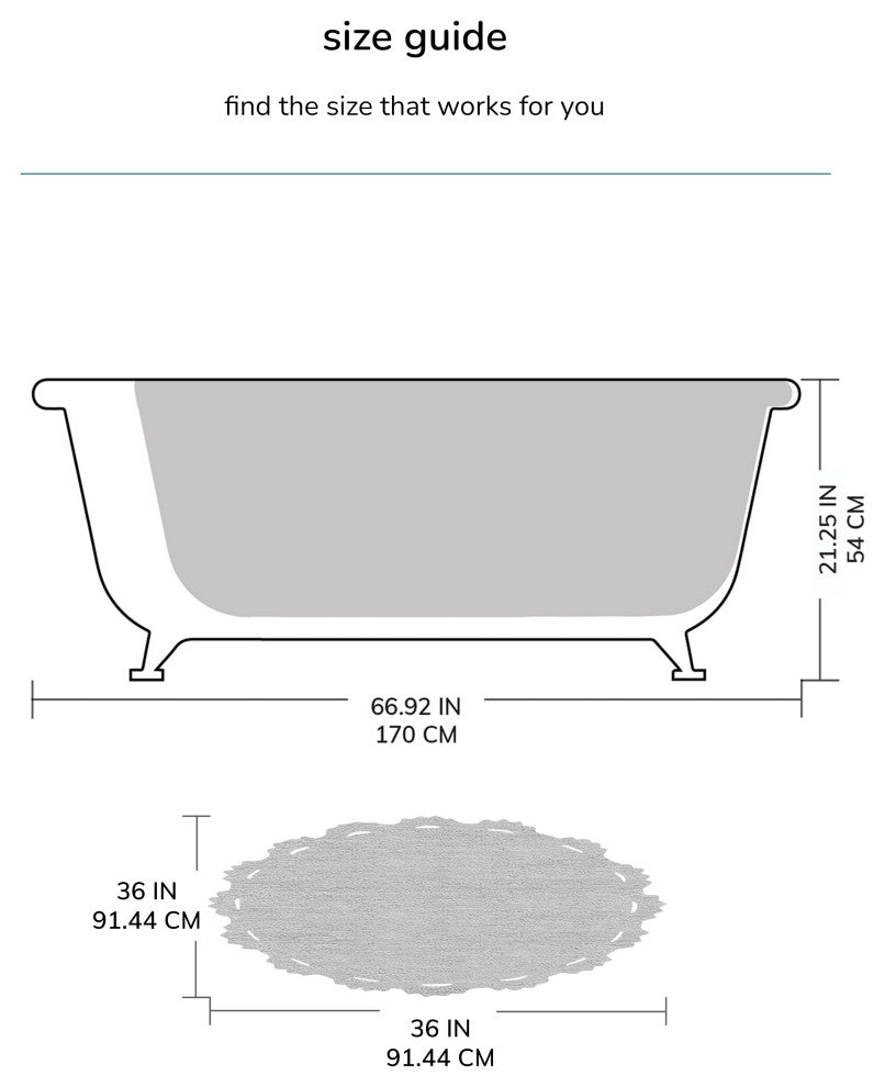 Winchester Crochet Border Bath Mat, Arctic, 36" X 36"