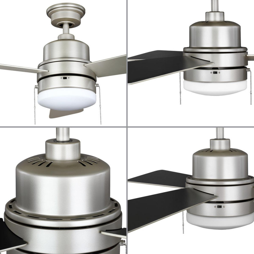 Trevina V 52" 3-Blade Indoor Painted Nickel Ceiling Fan with Light Kit