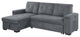 Toby Woven Fabric Reversible Sleeper Sectional With Storage, Cupholder, Gray
