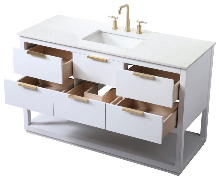 Louie 54" SIngle Bathroom Vanity, White