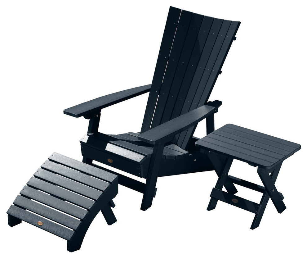 Manhattan 3-Piece Beach Adirondack Set, Federal Blue