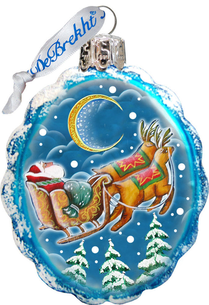 Scenic Glass Ornament Christmas Night, Set of 3