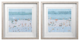 Impressionist 31" Watercolor Beach Scene Framed Print 2-Piece Set