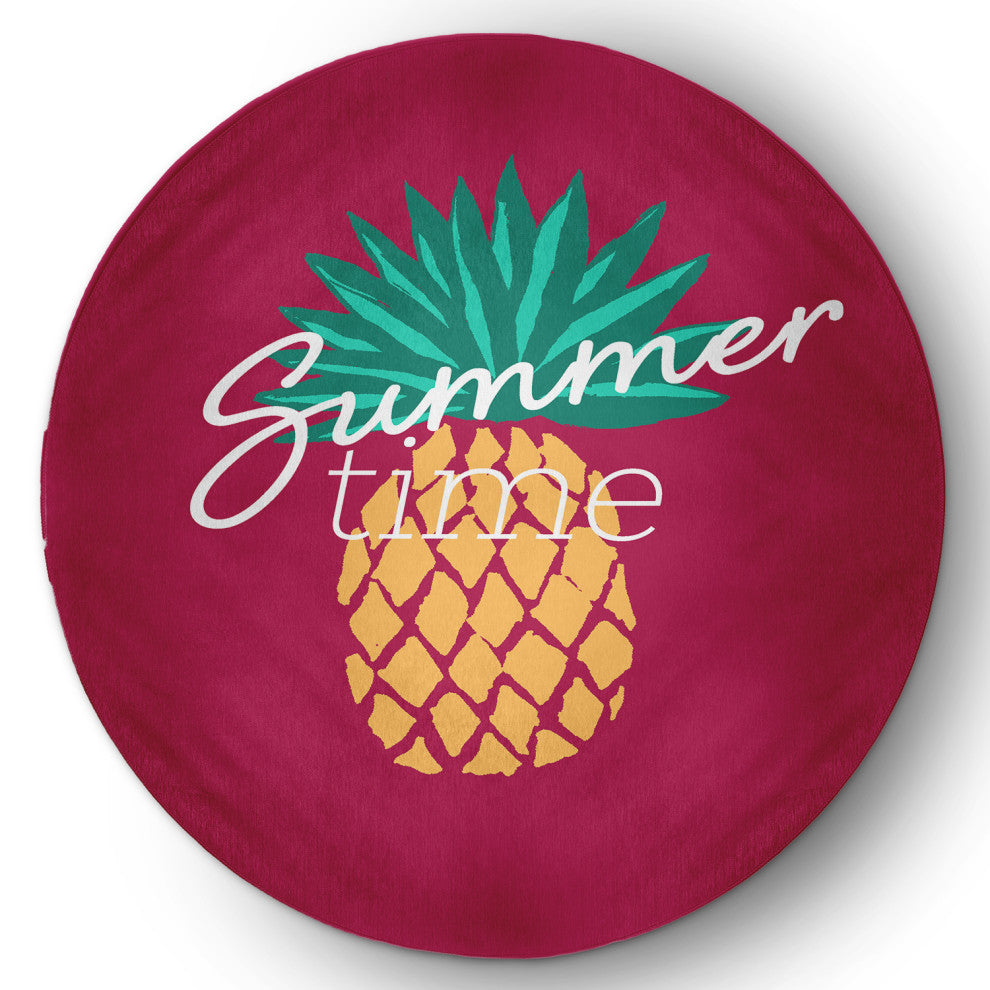 Summer Time Pineapple Tropical Chenille Area Rug