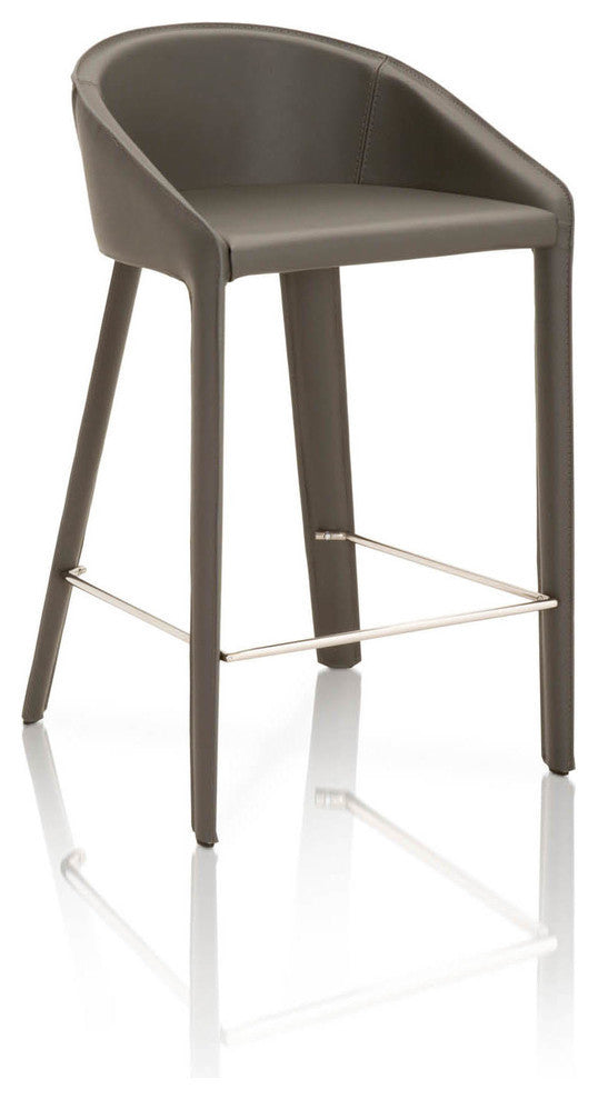 Bonded Leather Upholstered Counter Stool With Foot rest Shadow Black