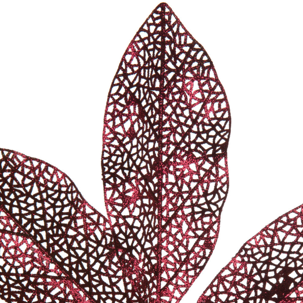 Vickerman L154205 22" Burgundy Glitter Magnolia Artificial Christmas Spray