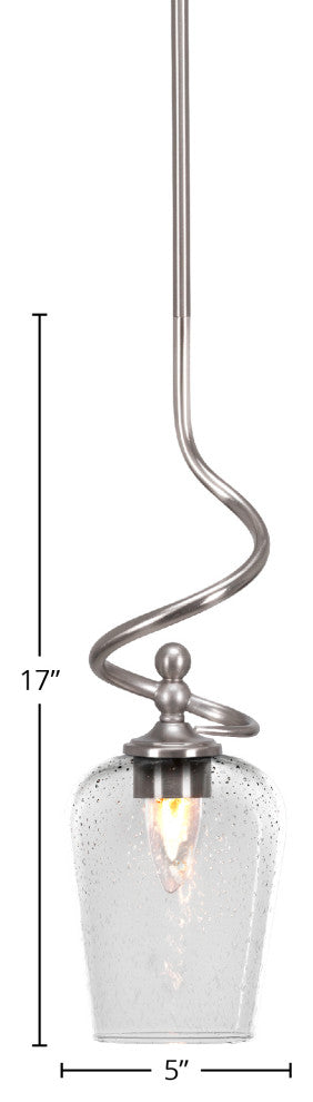 Capri Stem Mini Pendant In Brushed Nickel Finish With 5" Clear Bubble Glass