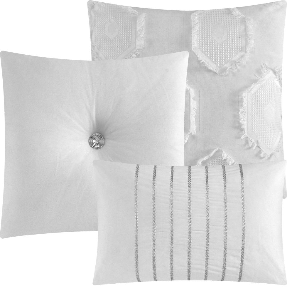 Faust 7 Piece Comforter Set, White, King