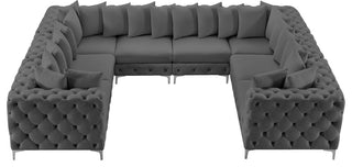 Tremblay Velvet Upholstered 8-Piece Modular U-Shaped Sectional, Grey