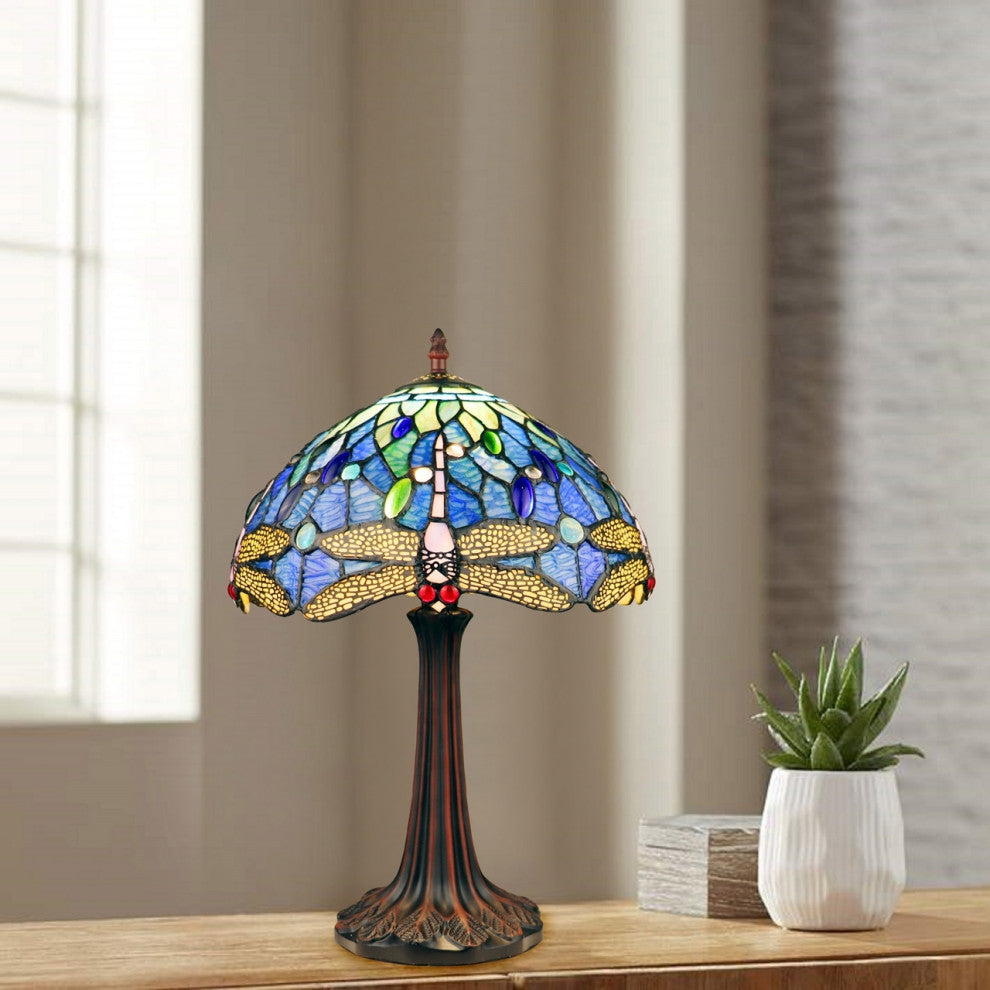 Chloe Lighting Sunniva Dragonfly-Style Dark Bronze 1 Light Table Lamp 12" Wide